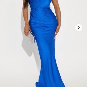 One Shoulder Blue Dress Fashion Nova